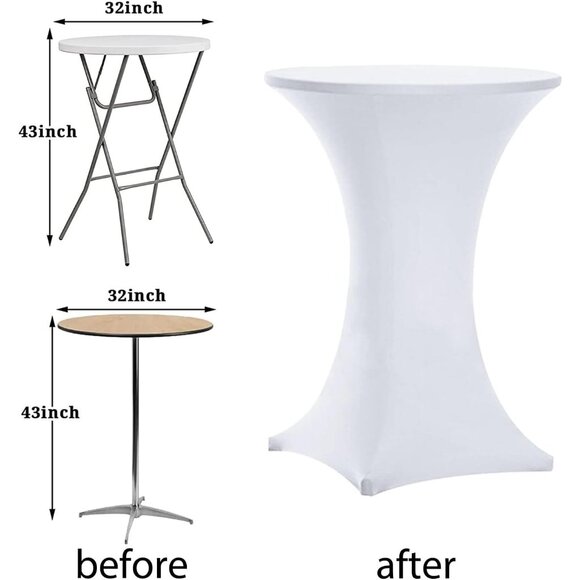 Fitted 6-Piece White Cocktail Table Covers 32x43 - Wrinkle Resistant & Durable - Picture 6 of 7